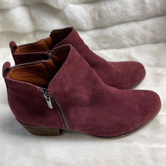 Lucky Brand leather suede burgundy ankle boots two side zipper size 8.5 - Picture 5 of 9